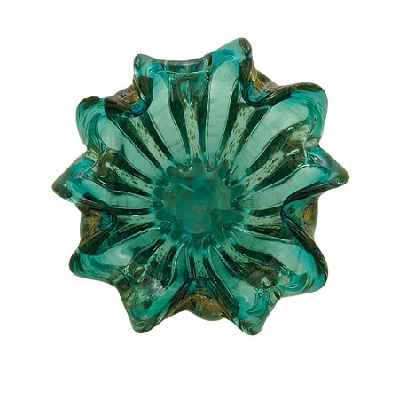 CENTRO DE MESA DE VIDRO ITALY AZUL MARINHO E ROSÉ 21x10cm
