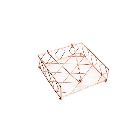 PORTA GUARDANAPOS DE FERRO CROMADO ROSÉ 18x6cm
