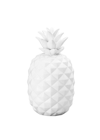 ABACAXI DECORATIVO DE CERÂMICA BRANCO 37cm