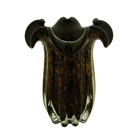 VASO DE VIDRO FLAT ITALY PRETO E ROSÉ 19x24cm