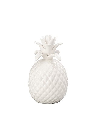 ABACAXI DECORATIVO DE CERÂMICA BRANCO 19,5cm