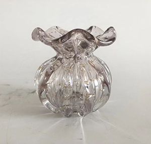 VASO DE VIDRO ITALY ROSA CLARO E DOURADO 10x11cm