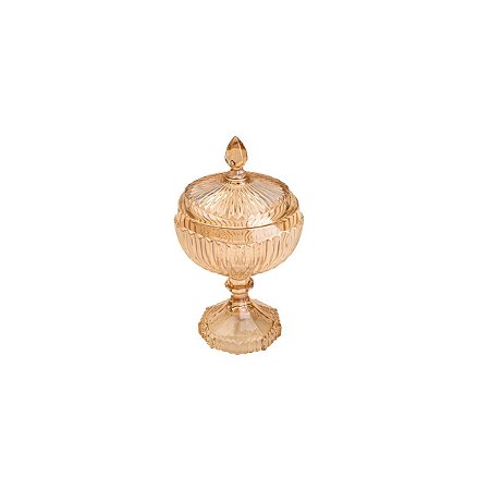 POTICHE DE CRISTAL C/PÉ ÂMBAR ELISABETH 10,5x20cm