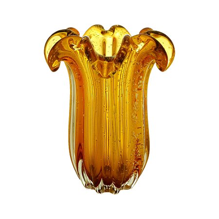 VASO DE VIDRO FLAT ITALY ÂMBAR 19x24cm