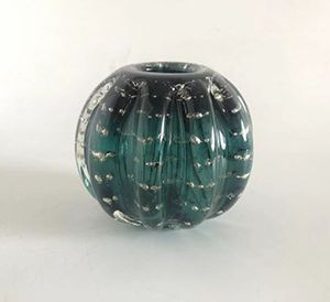 ESFERA DE VIDRO ITALY VERDE ESMERALDA E DOURADO 12x10cm