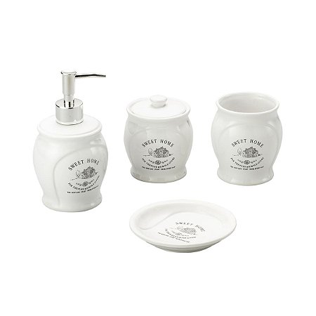 CJ 4PC P/BANHEIRO DE CERÂMICA SWEET HOME BRANCO