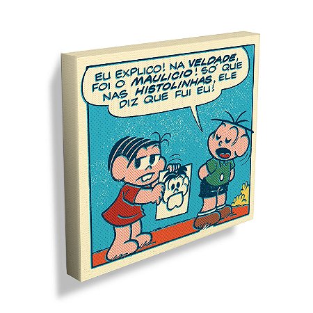 QUADRO TELA TM CEBOLINHA EXPLAINING DRAWING FD AZUL