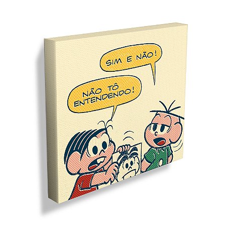 QUADRO TELA TM MONICA E CEBOLINHA SIM E NAO FD BRANCO