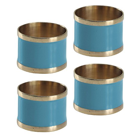 JG 4 ANEIS LACA GUARDANAPO LATAO RESINA 5X5CM AZUL
