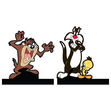 APARADOR LIVRO MADEIRA LOONEY TAZ, SYLVESTER AND TWEETY COLO