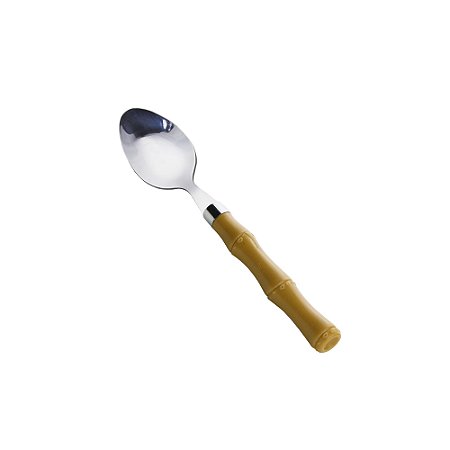 CJ 6 COLHERES P/CHÁ AÇO INOX C/CABO PLÁSTICO BAMBU 16,5cm