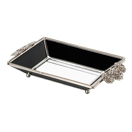 BANDEJA DE ZAMAC C/FUNDO ESPELHADO ROSE 24x13,5cm