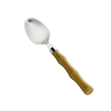CJ 6 COLHERES P/SOBREMESA AÇO INOX CABO PLÁSTICO BAMBU 18cm