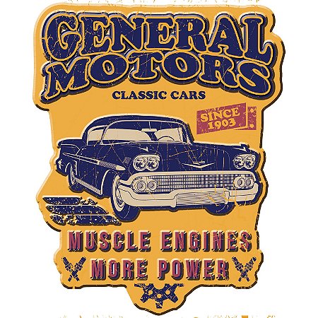 PLACA PAREDE METAL RECORTADA GM CLASSIC CAR BEL AIR CAR DOUB