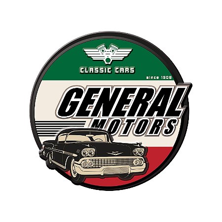 PLACA PAREDE METAL RECORTADA GM CLASSIC CAR BEL AIR DOUBLE L