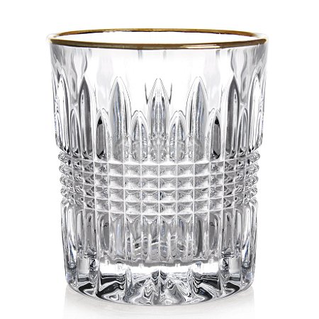 JG 6 COPOS EDIMBURGO GOLD RIM CRISTAL ECOLOGICO 260ML 9CM