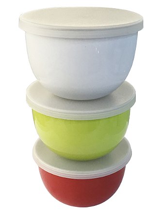 JG DE 3 BOWLS EM ACO INOX COM TAMPA D8XA5CM COLORIDO
