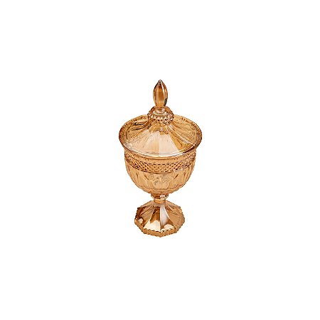 POTICHE C/PÉ DE CRISTAL BRANDON ÂMBAR 11,5x24,5cm