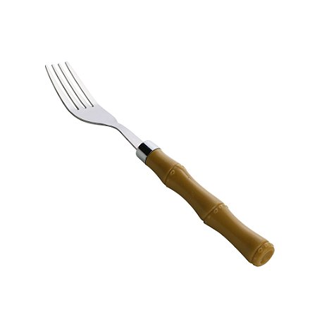 CJ 6 GARFOS P/MESA AÇO INOX C/CABO PLÁSTICO BAMBU 19,5cm