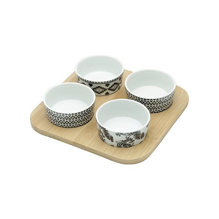 CJ BANDEJA DE BAMBU C/4 PETISQUEIRAS 22x5cm