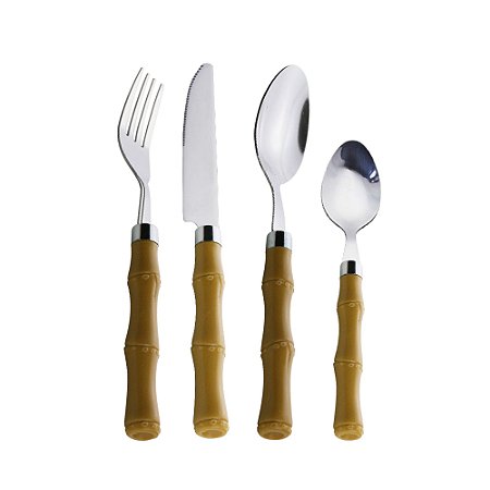 FAQUEIRO 24PC DE AÇO INOX C/CABO DE PLÁSTICO BAMBU BASIC