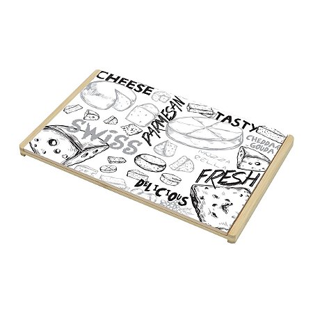 BANDEJA DE BAMBU CHEESE DESIGN 32x20cm