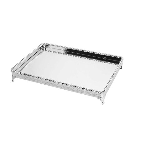 BANDEJA DE ZAMAC NIQUELADO ZIGZAG PRATEADA 46x32,5x6,5cm
