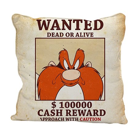 CAPA ALMOFADA POLIESTER LOONEY  YOSEMITE WANTED FD BEJE