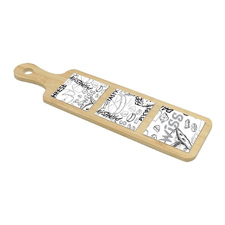 TÁBUA DE BAMBU C/CERÂMICA CHEESE DESIGN 49,5x13cm