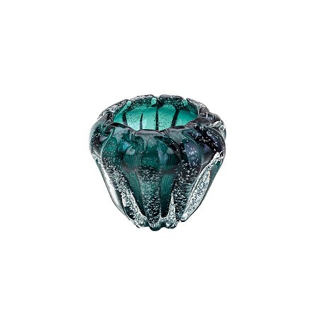 VASO DE VIDRO ITALY VERDE ESMERALDA 16x14cm