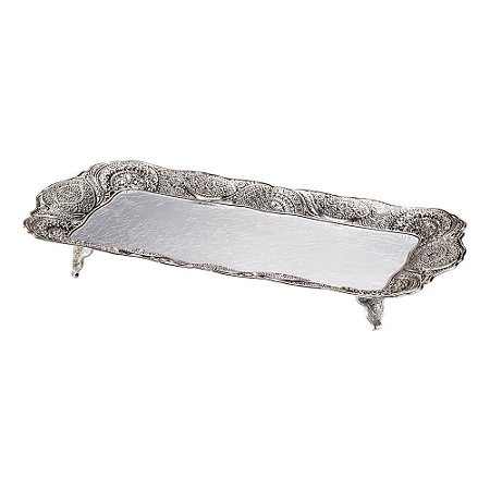 BANDEJA DE ZAMAC NIQUELADO MARROCOS 39x19cm