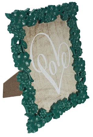 PORTA RETRATO FLOWERFULL EM PLÁSTICO 10X15CM VERDE FOLHA
