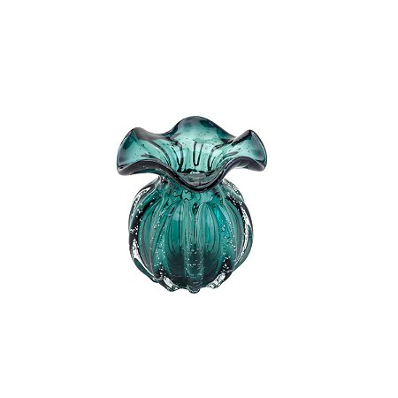VASO DE VIDRO ITALY VERDE ESMERALDA 11,5x13cm