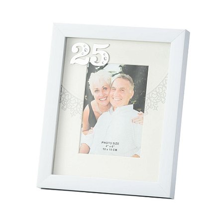 PORTA RETRATO DE PLÁSTICO BODAS DE PRATA 10x15cm
