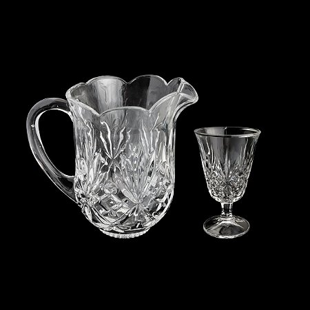 CJ 7PC JARRA C/6 TAÇAS DE CRISTAL DUBLIN 1,3l/220ml