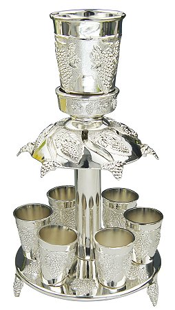 DIVISOR DE VINHO PRATEADO COM 6 COPOS