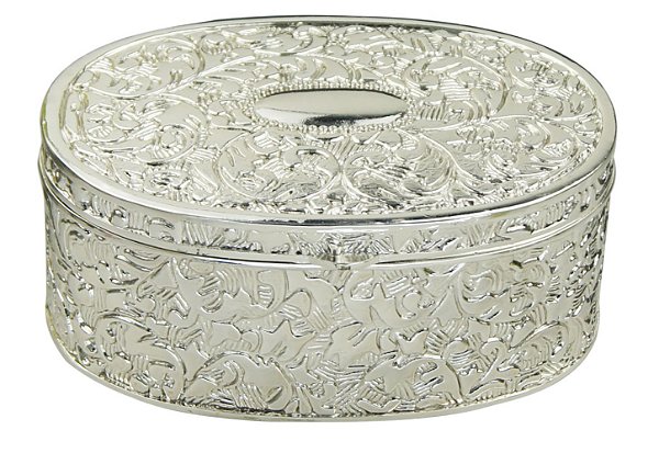 PORTA JOIAS PRATEADO 8.5X6.2X4