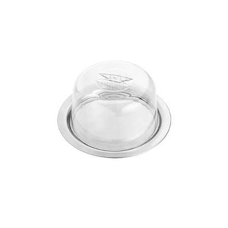 PRATO P/QUEIJO DE AÇO INOX C/TAMPA DE PLÁSTICO PRIME 23x10cm