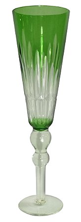 TAÇA CHAMPANHE LAPIDADA EM CRISTAL ECOLÓGICO 200ML VERDE
