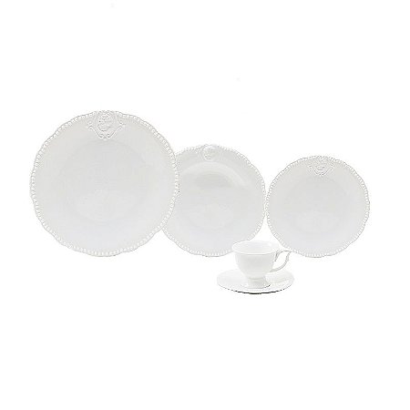 APARELHO JANTAR 30PC P/CAFÉ DE PORCELANA SUPER WHITE QUEEN