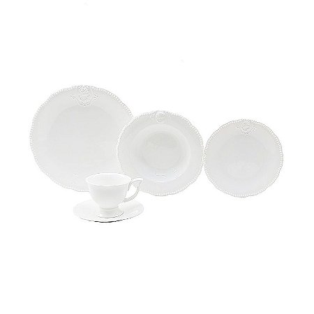 APARELHO DE JANTAR 30PC P/CHÁ DE PORCELANA SUPER WHITE QUEEN
