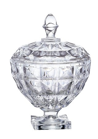 BOMBONIERE AQUAMARINE EM CRISTAL ECOLÓGICO COM PÉ 24CM