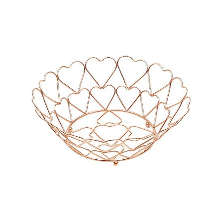 FRUTEIRA DE FERRO CROMADO ROSÉ 26x10cm