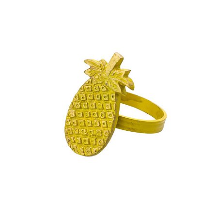 CJ 4 ANÉIS P/GUARDANAPO DE LATÃO ABACAXI AMARELO 4x4,5cm