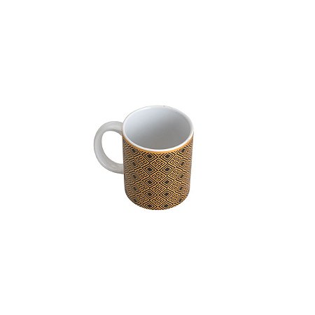 CANECA DE PORCELANA EGYPT PRETO E DOURADA 330ml