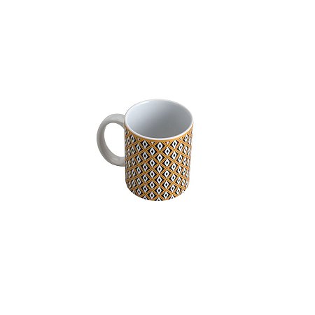 CANECA DE PORCELANA TEBAS PRETO E DOURADA 330ml