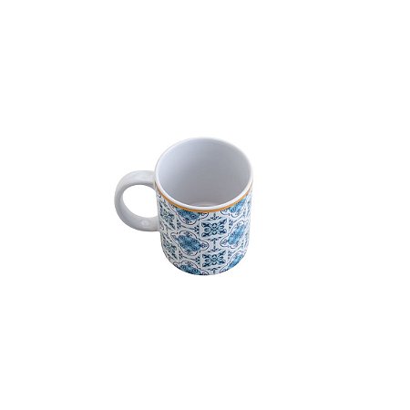CANECA DE PORCELANA LISBOA AZUL E BRANCA 330ml