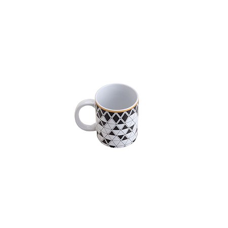 CANECA DE PORCELANA OLÍMPIA PRETO E BRANCA 330ml