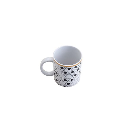 CANECA DE PORCELANA CORINTO PRETO E BRANCA 330ml