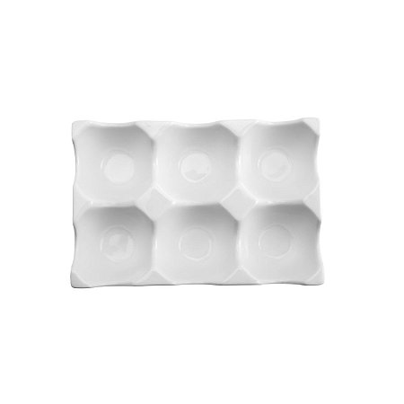 BANDEJA P/6 OVOS DE PORCELANA NEW BONE MONTANA 14x9,5x3cm